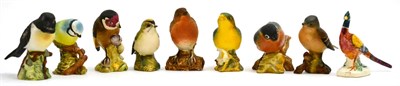 Lot 5294 - Nine Beswick birds comprising Chaffinch, Bluetit, Robin, Bullfinch, Greenfinch, Goldfinch,...