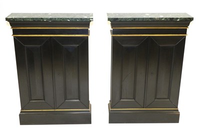 Lot 908 - A Pair of Napoleon III Ebony Veneered and Parcel Gilt Meubles d'Entrée Deux, mid 19th century,...