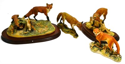 Lot 5300 - Four Border Fine Arts Fox groups including 'Fox and Family', limited edition 709/1500, 'Vixen'...