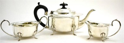 Lot 5304 - Three piece silver tea set, 1928