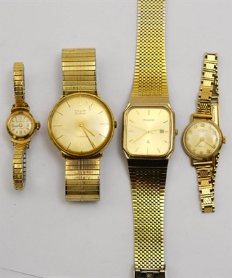 Lot 5317 - Two lady's 9ct gold wristwatches together with a gentleman's 9ct gold wristwatch and one other