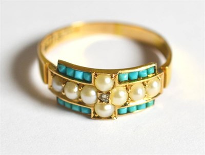 Lot 5323 - A diamond, turquoise and seed pearl ring