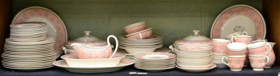 Lot 5368 - A Wedgwood dinner and tea service decorated with blush borders and floral sprays