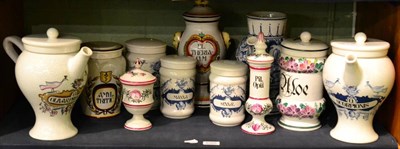 Lot 5385 - Eleven assorted reproduction pharmacy drug jars, including abereb's, oil jars etc