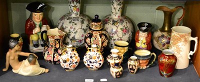 Lot 5386 - Royal Crown Derby vases, Toby jugs, Mason's jars and covers etc