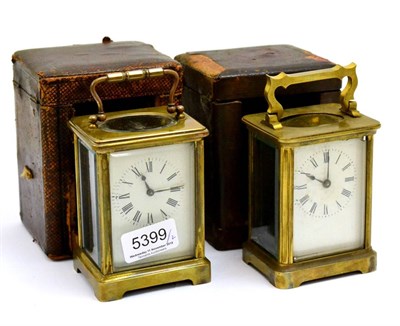 Lot 5399 - Two carriage timepieces in fitted cases