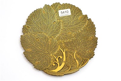 Lot 5410 - Gold wire inlaid leaf shaped steel plate