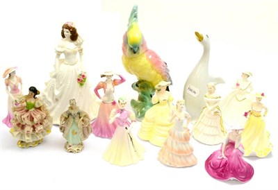 Lot 5428 - Nine Coalport china figures, all boxed and five other china figures