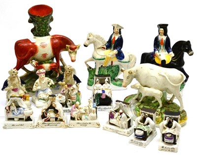 Lot 5436 - A quantity of Staffordshire figure groups and German fairings (15)