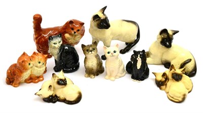 Lot 5457 - Ten Beswick Cats, including Siamese and Persian models, kittens