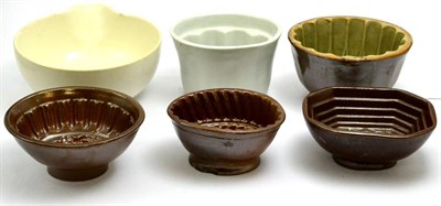 Lot 5459 - A group of five ceramic jelly moulds and a bowl