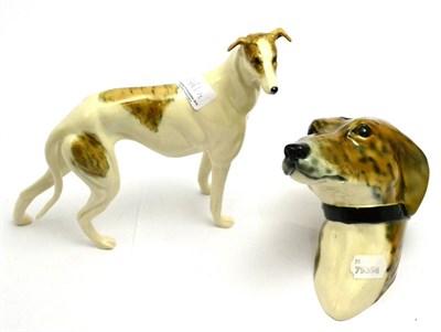 Lot 5461 - An Art Deco model of a greyhound and a wall mask of a greyhound