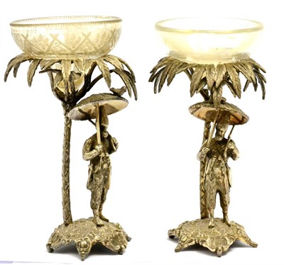 Lot 5477 - A pair of silver plated centrepieces/comports by Walker and Hall, each modelled as Robinson...