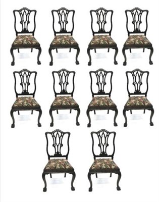 Lot 944 - A Set of Ten George III Style Carved Mahogany Dining Chairs, late 19th/early 20th century, with...