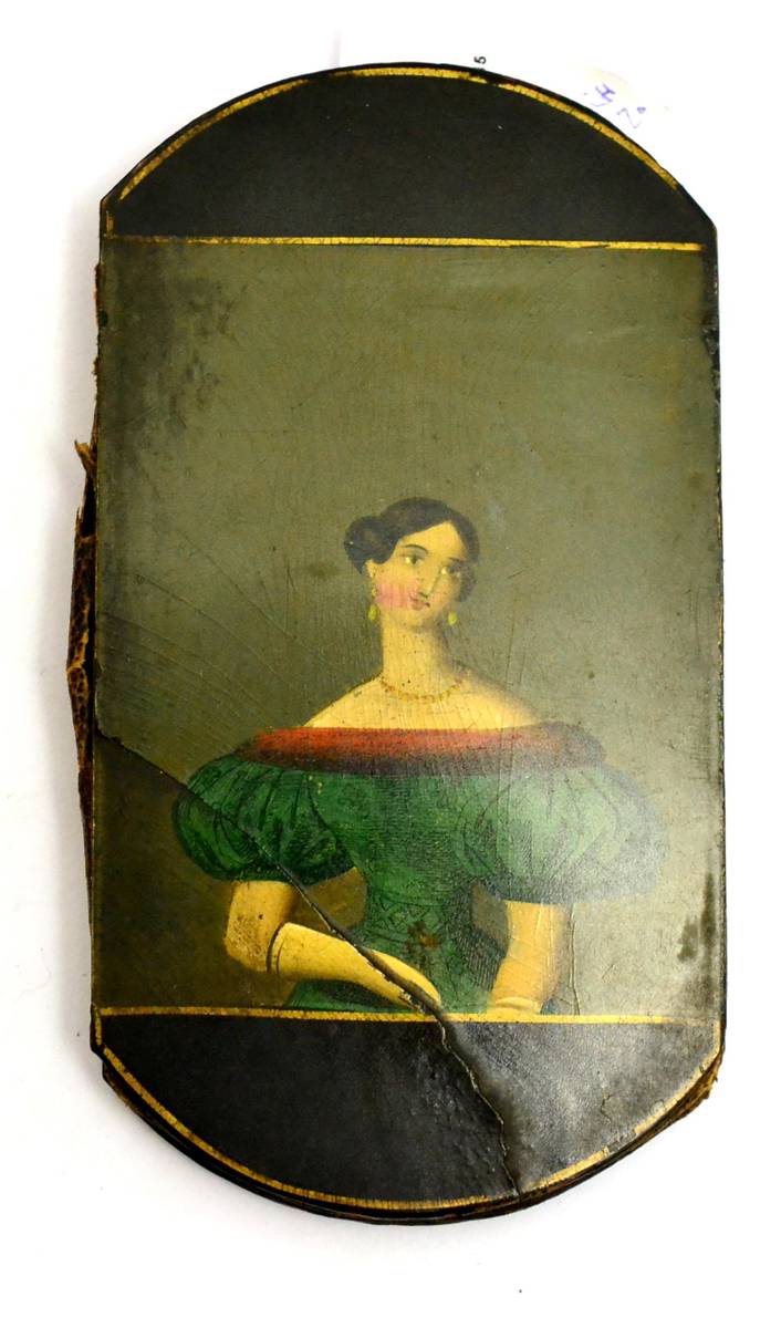 Lot 5528 - A 19th century painted papier mache cigar case (a.f.)