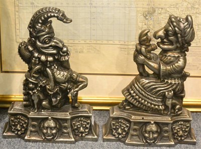 Lot 5557 - A pair of cast door stops depicting Punch and Judy