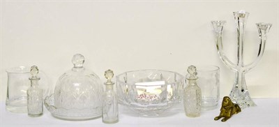 Lot 5565 - Orrefors bowl, a glass candelabrum, assorted glassware