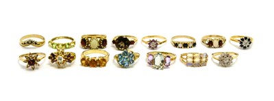 Lot 5568 - An 18ct gold gemstone ring and fourteen other decorative rings