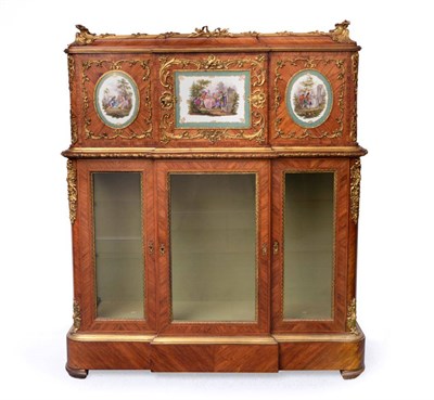 Lot 951 - A 19th Century Rosewood, Tulipwood and Ormolu Mounted Breakfront Cabinet, in Louis XV style,...