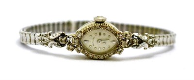 Lot 5579 - A lady's diamond set wristwatch, case stamped '14K', signed Hamilton, with Hamilton box