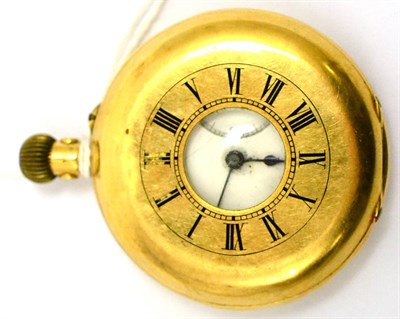 Lot 5587 - A half hunter pocket watch, case stamped '18K', movement signed George Edward, London and Glasgow