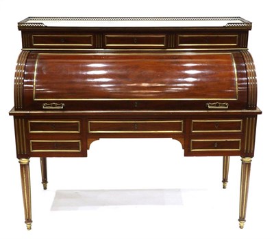 Lot 957 - A Louis XVI Style Mahogany and Gilt Metal Mounted Bureaux à Cylindre, 19th century, with a...