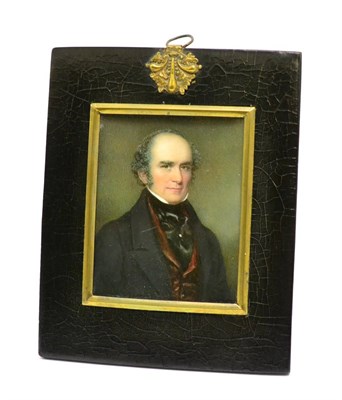 Lot 5619 - British School (19th century), head and shoulders portrait of a gentleman wearing a black tie...