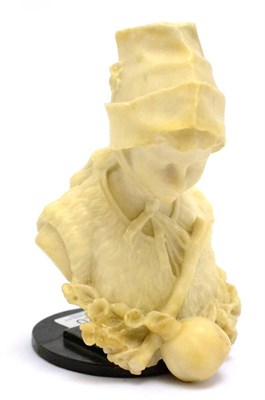 Lot 5620 - A French alabaster bust of a girl