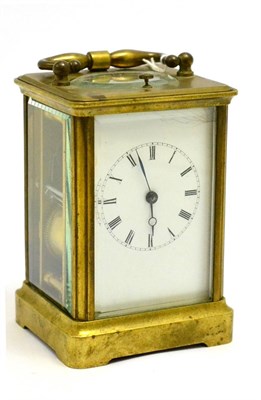 Lot 5624 - A French brass repeating carriage clock