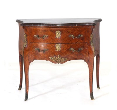 Lot 959 - A French Louis XV Style Rosewood, Kingwood and Tulipwood Two Drawer Commode, 19th century, the...