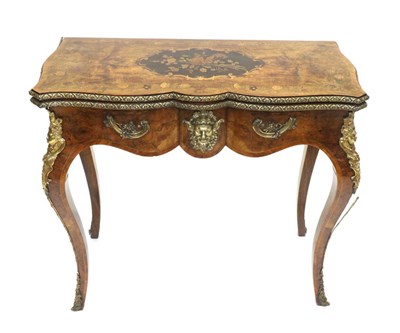 Lot 960 - A Victorian Figured Walnut, Tulipwood Banded and Gilt Metal Mounted Foldover Card Table, 3rd...