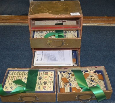 Lot 5654 - An early 20th century bone mahjong set in a four drawer chest