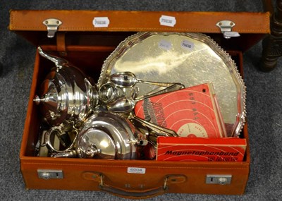 Lot 6004 - A suitcase containing a quantity of silver plate etc