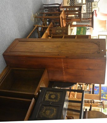 Lot 6033 - Middle Eastern inlaid occasional table, early 20th century oak open bookcase, section of a...