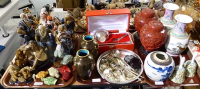 Lot 6058 - A quantity of Oriental items including ceramics, cloisonne etc (on three trays)