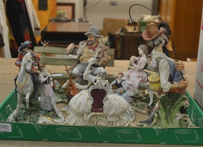 Lot 6080 - A group of Capodimonte figures including cavalier, tramp, fisherman etc (8)