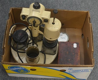 Lot 6085 - A watch cleaning machine by Elma, a cased staking tool set and a Smiths Car dashboard timepiece