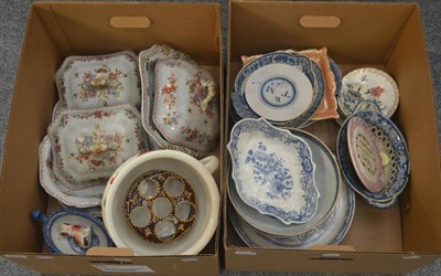 Lot 6088 - A collection of assorted ceramics including an 18th century Delft plaque, Spode, etc (in two boxes)