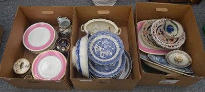 Lot 6091 - A collection of assorted 19th century English ceramics including three transfer decorated...