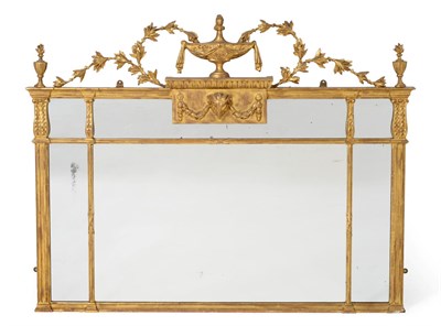 Lot 980 - An Adam Style Gilt and Gesso Overmantel Mirror, early 19th century, with mercury plate and...