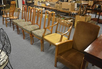 Lot 6132 - Elm Windsor armchair, country chair, set of four 19th century style dining chairs, oak open...