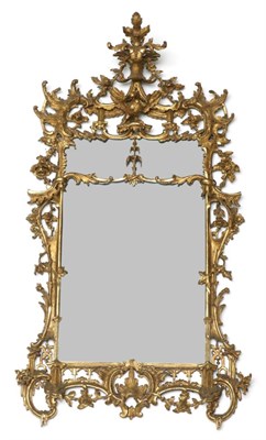 Lot 983 - A Rectangular Pier Glass, of Chippendale Director design, the carved giltwood and gesso frame...