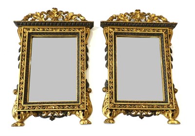 Lot 984 - A Pair of 19th Century Italian Gilt and Gesso Wall Glasses, the rectangular bevelled plates...