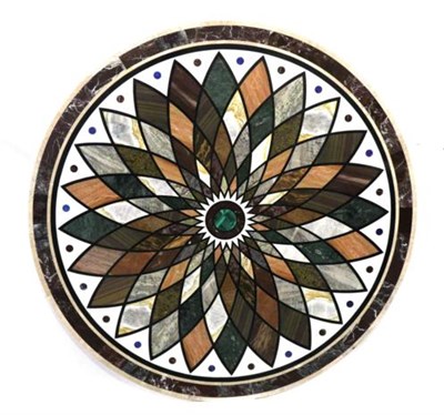 Lot 985 - A Pietra Dura Circular Dining Table Top, of recent date, made up of various marble specimens in...