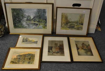 Lot 6169 - A group of 20th century pictures including two watercolours by Gordon Firth, both scenes with...