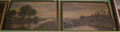 Lot 6179 - Daniel Sherrin (1869 - 1940), a pair of oil on canvas river landscapes, each signed