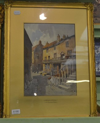 Lot 6186 - A Tucker, R.B.A, a street in Whitby, signed, watercolour, framed