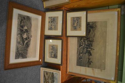 Lot 6187 - Steel engraved hunting print, another after R Ansdell and three smaller after George Wright (5)