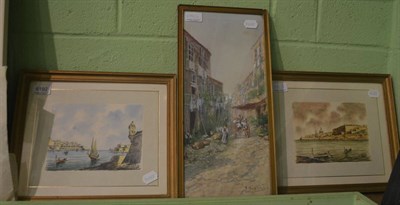 Lot 6192 - Three Maltese watercolours, two by Joseph Galea and another (3)