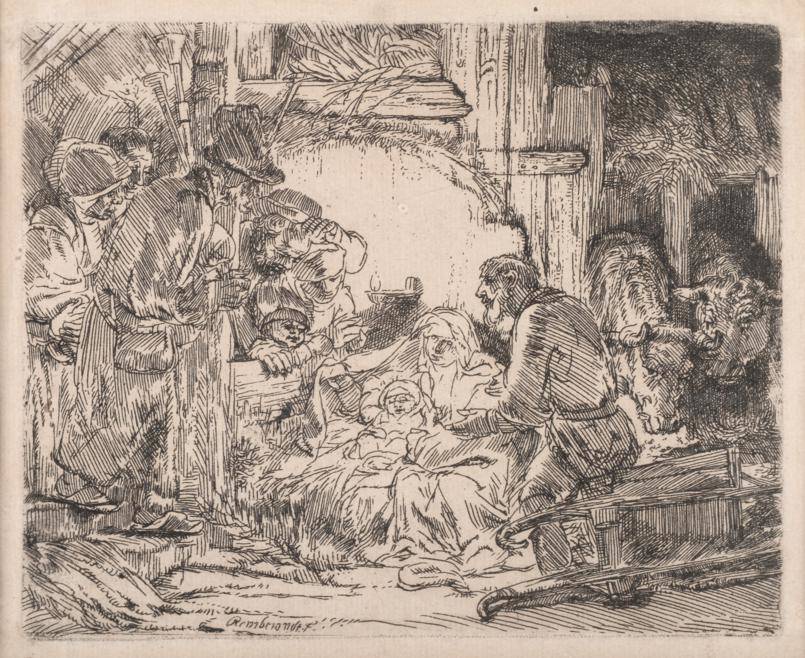 Lot 1 - After Rembrandt Harmensz van Rijn (1606-1669) Dutch  "The Adoration of the Shepherds with the...